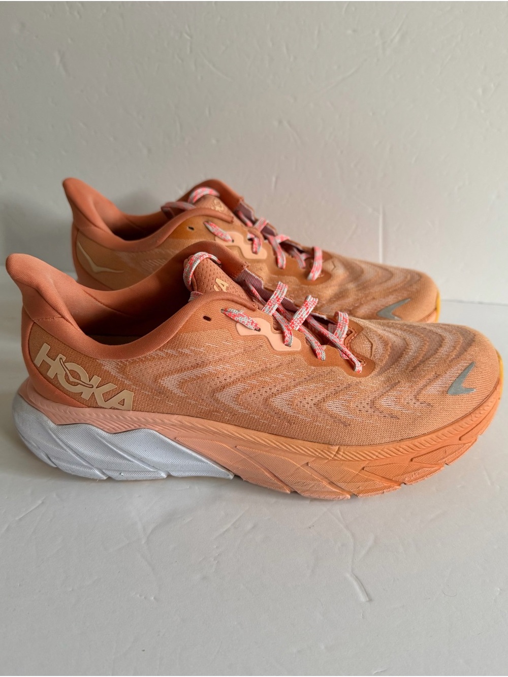 HOKA One Women's Athletic Running Shoes ARAHI 6 in Peach Orange